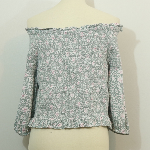 Loft Beach Floral Smocked Ruffle Off Shoulder Boho Top - Picture 8 of 12